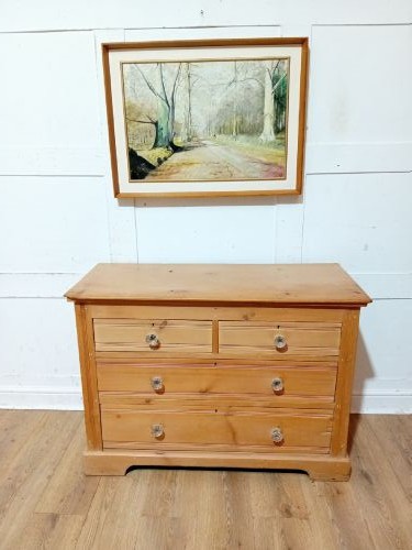 ANTIQUE VICTORIAN PINE CHEST OF DRAWERS WITH GLASS HANDLES c1880-1900 View V