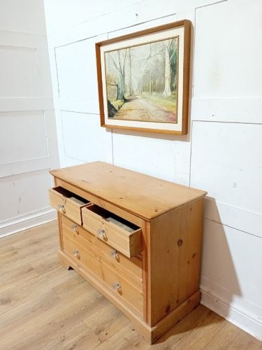ANTIQUE VICTORIAN PINE CHEST OF DRAWERS WITH GLASS HANDLES c1880-1900 View VII