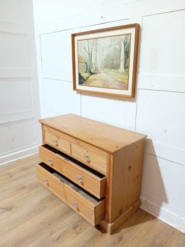 ANTIQUE VICTORIAN PINE CHEST OF DRAWERS WITH GLASS HANDLES c1880-1900 View VIII