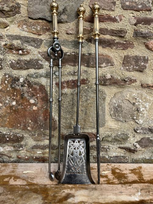 GOOD QUALITY STEEL GUN METAL FIRE TOOLS - ADDITIONAL PHOTO 2