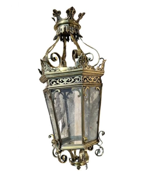 LARGE BRASS LANTERN WITH DOOR
