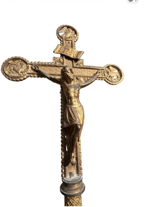Processional Brass Crucifix
