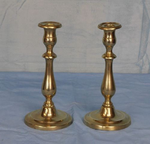 Pair of 19th cent brass candlesticks