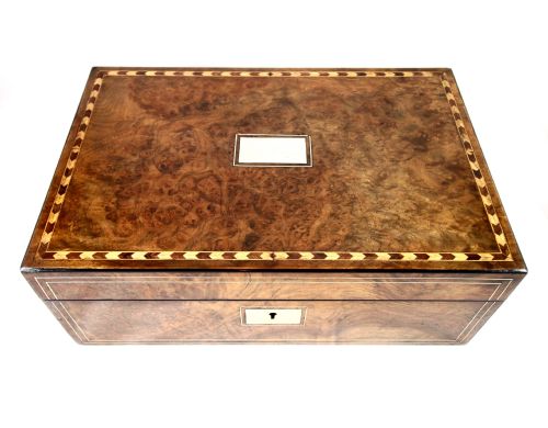 fig 1. Burr walnut writing slope c.1870