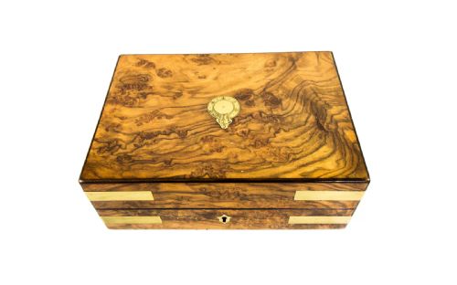 Burr Walnut Brass Bound Gents Box C.1830