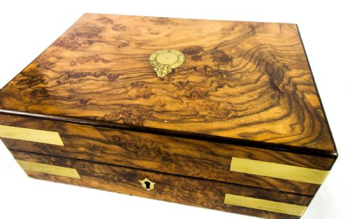 fig 1. Burr Walnut Brass Bound Gents Box c.1830