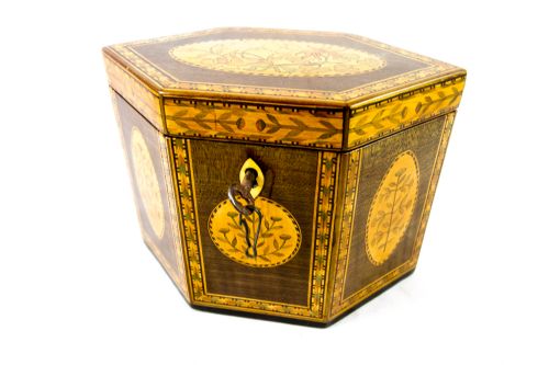 Single 6 Sided Harewood Tea Caddy C.1800