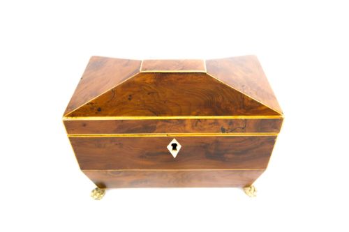 Burr Yew Twin Tea Caddy C.1800