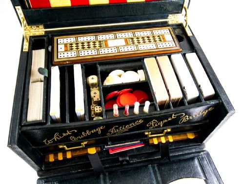Full Kitted Leather Gaming Box C.1900