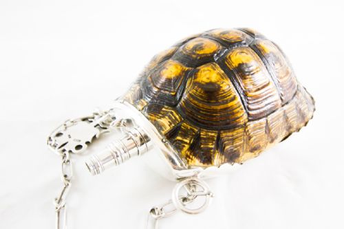 Silver Turtle Hip Flask C.1890