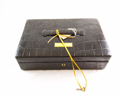 Black Croc Skin Suitcase C.1900