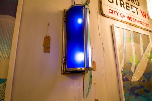 Pair of Blue Glass Cinema Lights C.1930