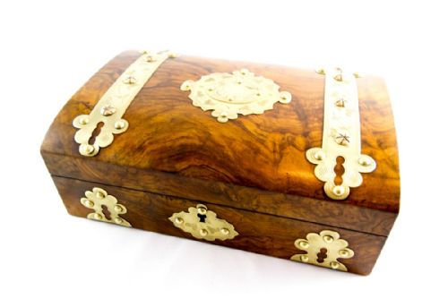 Figured Walnut Brass Table Box C.1850