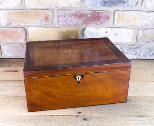 Mahogany Inlaid Moth Sewing Box C.1800