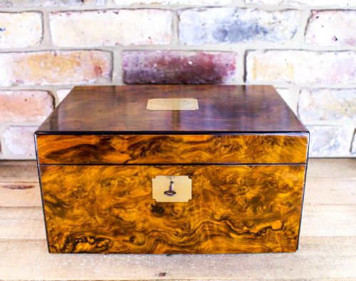 Burr Walnut Writing Slope with Original Plaque C.1885