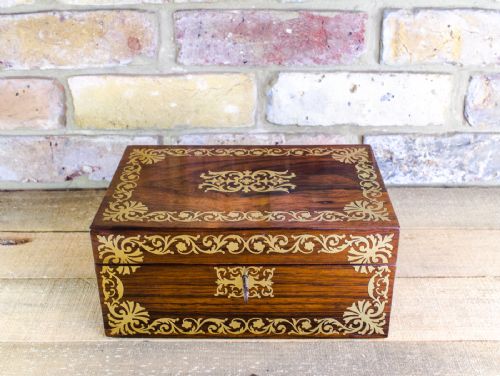 Rosewood with Brass Inlay Jewellery Box C.1820