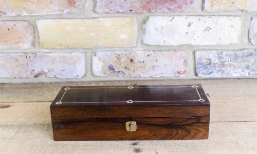 Mother of Pearl & Pewter Rosewood Table Box C.1840