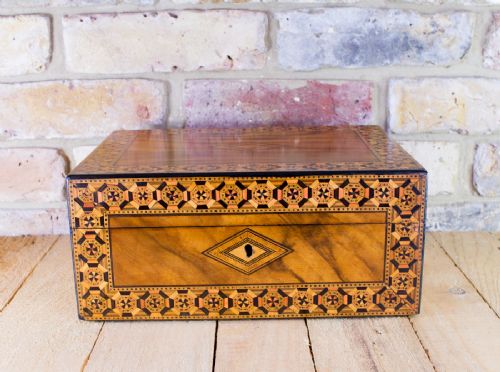 Figured Walnut Tunbridge Ware Table Box C.1870