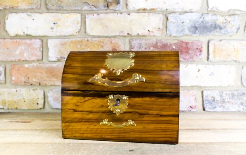 Olivewood Desk Box Brass Overlay C.1870