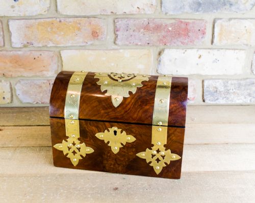 Burr Walnut Twin Lid Victorian Tea Caddy C.1870