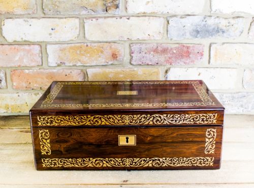 Stunning Rosewood Brass Inlay Writing Slope C.1880