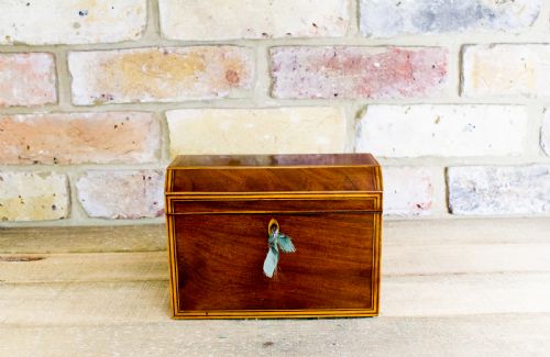 Mahogany and Boxwood Twin Tea Caddy C.1820