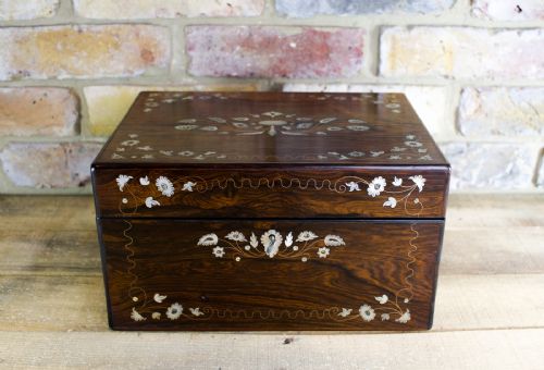 Rosewood Silver Plate Vanity Box C.1840
