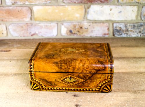 Burr Walnut Victorian Jewellery Box C.1880