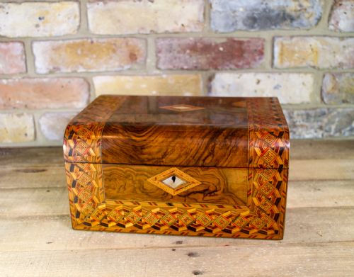 Burr Walnut Tunbridge Ware Table Box C.1880