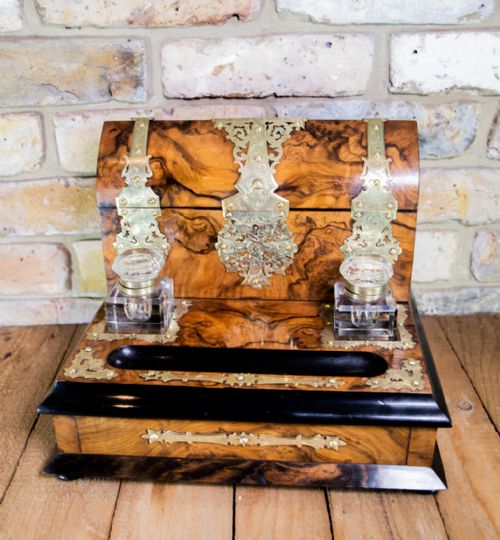 Burr Walnut Desk Stationery Cabinet C.1870