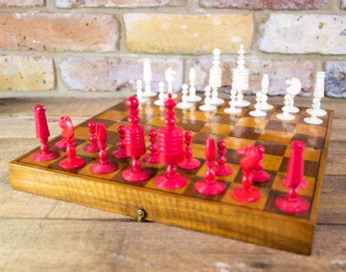 Bone Chess Set & Board C.1900