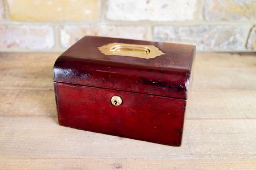 Red Leather Jewellery Box C.1920