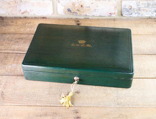 Green Leather Jewellery Box 1920'S
