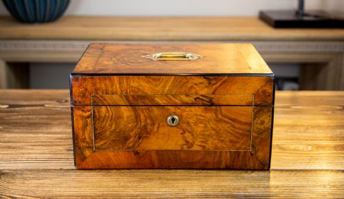 Burr Walnut Work Box Victorian 1870
