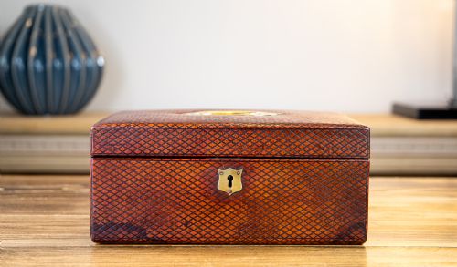 Victorian Red Leather Jewellery Box 1890