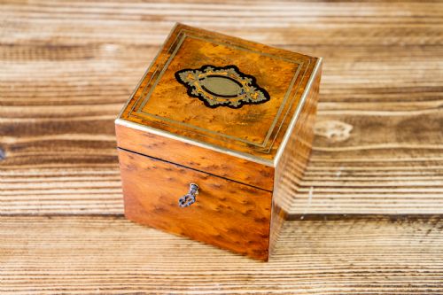 Single Amboyna French Tea Caddy 1880