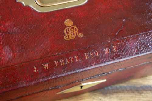 fig 4. Sir John William Pratt George V John Peck Red Morocco Leather Despatch Box