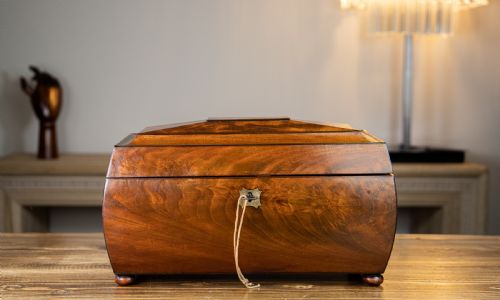 Stunning Large Bombay Mahogany Tea Caddy 1810