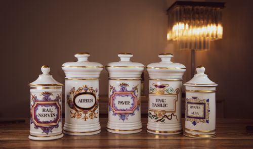 5 French Medicine Apothecary Jars