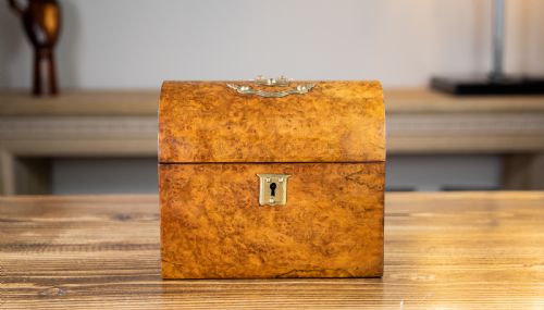 Burr Walnut Tea Caddy 1870