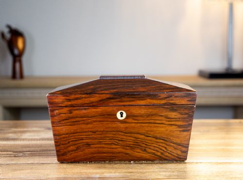 Early Victorian Rosewood Tea Caddy 1830