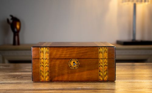 Walnut Tunbridge Ware Table Box 1880