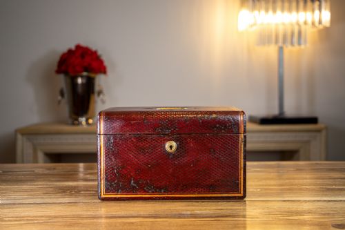 Victorian Red Leather Jewellery Box