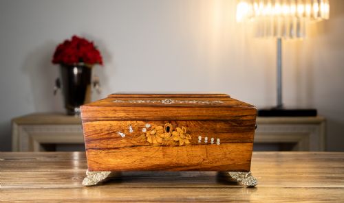 Rosewood & Mother of Pearl Regency Table Box C.1820