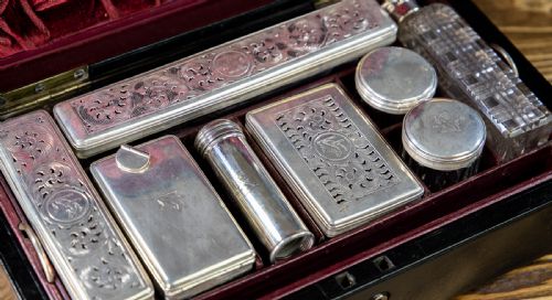 FULLY KITTED GENT'S BOX SILVER PLATE C1890 - ADDITIONAL PHOTO 6
