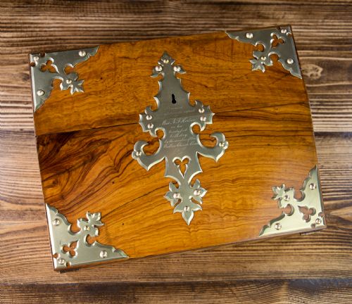 SATINWOOD BRASS OVERLAY LAPDESK 1850 - ADDITIONAL PHOTO 3