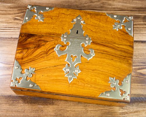 SATINWOOD BRASS OVERLAY LAPDESK 1850 - ADDITIONAL PHOTO 8