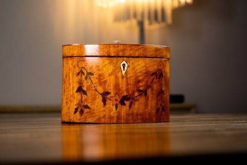 Stunning Satinwood Oval Tea Caddy C.1790