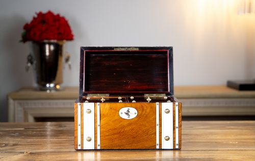 LIGHT ROSEWOOD FRENCH TEA CADDY 1890 - ADDITIONAL PHOTO 6