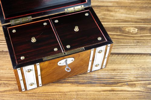 LIGHT ROSEWOOD FRENCH TEA CADDY 1890 - ADDITIONAL PHOTO 7